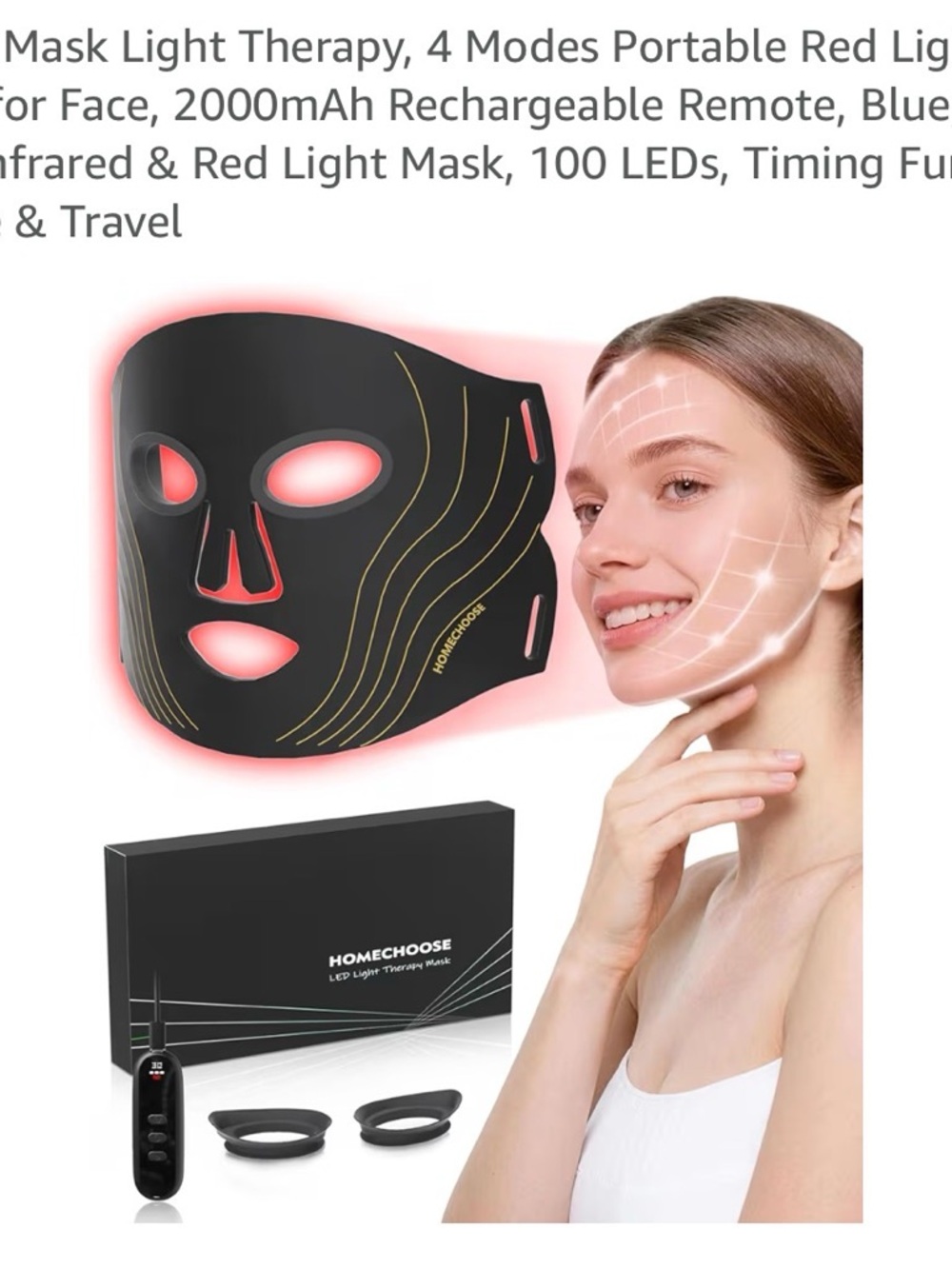 LED Light Therapy Face Mask in Black & Gold. NEW IN ORIGINAL PACKAGING.